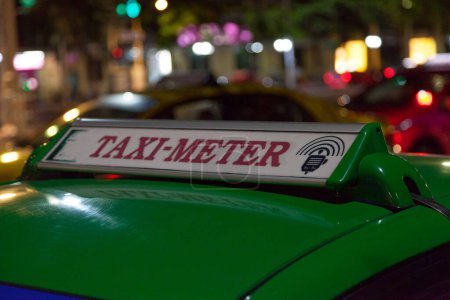 Photo for Bangkok, Thailand - September 19 2018: Close-up on a taxi meter sign in Khao San Road. - Royalty Free Image