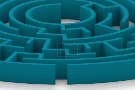 Photo for Close-up on a 3D blue round maze. - Royalty Free Image