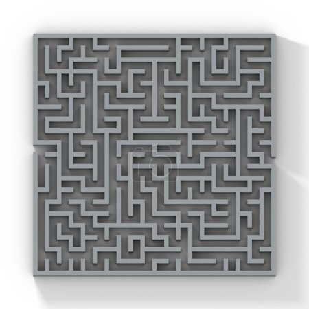 Photo for Close-up on a 3D gray square maze. - Royalty Free Image