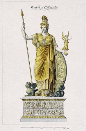 Téléchargez les photos : Litographe sur Minerve du Parthénon créé par Antoine-Chrysostome Quatremere de Quincy en 1829 - en image libre de droit