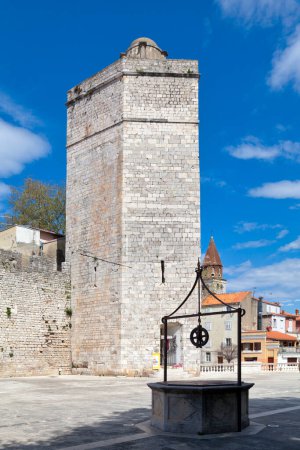 Photo for Zadar, Croatia - April 15 2019: The "Kapetanova kula" (Captain's tower) is located in Five Wells Square in the old town. - Royalty Free Image