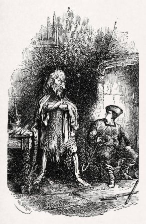 Photo for Agnan by Charles Jacque made in 1863 for the Dictionnaire infernal writen by Jacques Collin de Plancy. Agnan, or Agnian, demon who torments Americans with apparitions and wickedness. - Royalty Free Image