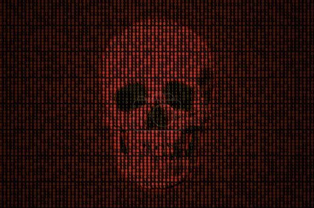 Foto de Human skull getting out of the binary code. - Imagen libre de derechos