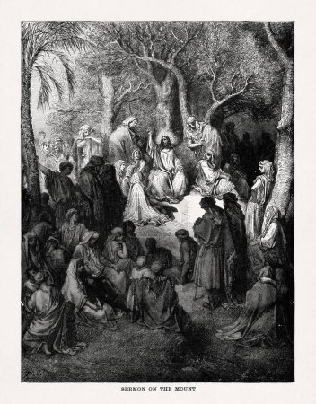 Drawing of the "Sermon on the mount" made in 1866 by Gustave Dore to illustrate a new edition of the Holy Bible.