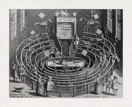 Das anatomische Theater der Universität Leiden, 1610 von Willem Swanenburgh gestochen.