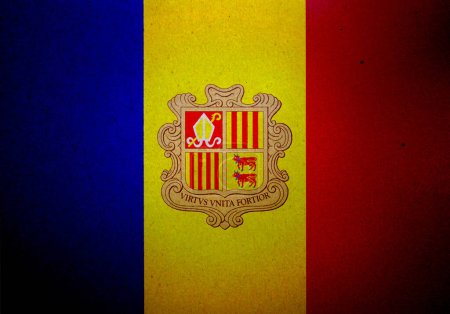 Flag of Andorra printed on a paper sheet.