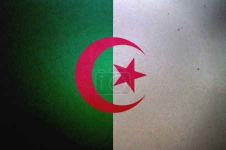 Algerian Flag printed on a paper sheet.
