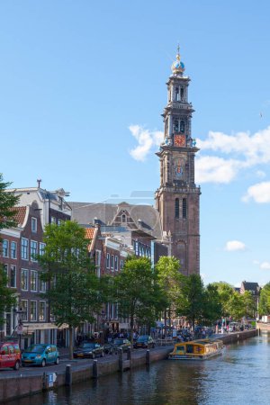 Photo for Amsterdam, Netherlands - July 02 2019: The Westerkerk (English: Western Church) is a Reformed church within Dutch Protestant church located in the most western part of the Grachtengordel neighborhood (Centrum borough). - Royalty Free Image