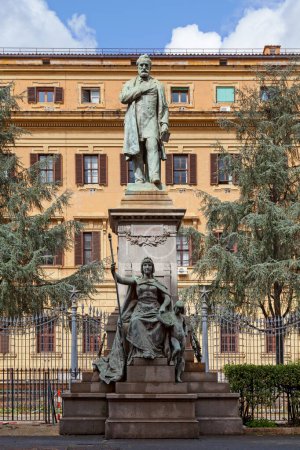Photo for The Monument to Quintino Sella outside of the Palazzo delle Finanze in Rome, a historic palace currently hosting the Italian Ministry of Economy and Finance. The bronze statue was created by Ettore Ferrari in 1893. - Royalty Free Image