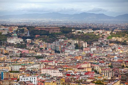 Photo for Aerial view of Naples with many landmarks like, the Madre del Buon Consiglio but are also the National Museum of Capodimonte, the San Luigi Papal Theological Seminary of Southern Italy, the Basilica of Santa Maria della Sanit... - Royalty Free Image