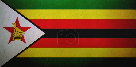 Flag of Zimbabwe printed on a paper sheet.