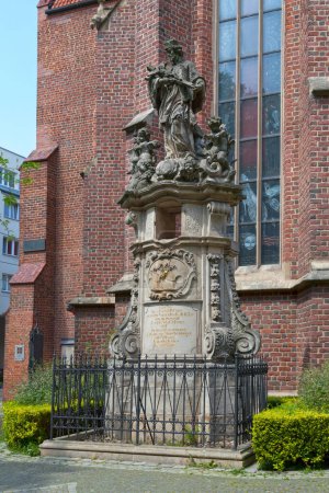 Monument to St John of Nepomuk created in 1723 by Jan Jerzy Urbanski opposite St. Matthew Church in Wroclaw, Poland.