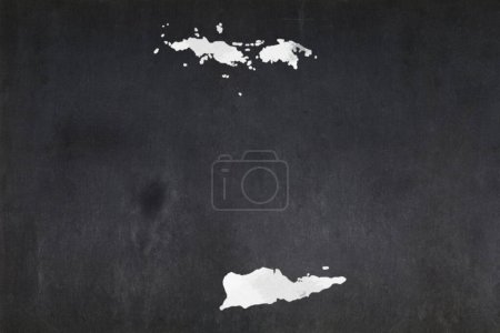 Photo for Blackboard with a the map of the US Virgin Islands drawn in the middle. - Royalty Free Image
