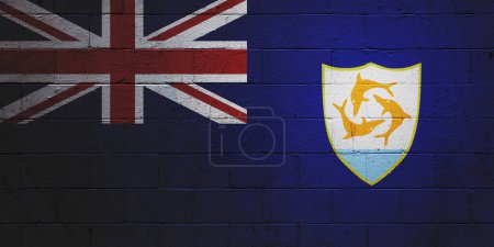 Die Flagge von Anguilla an einer Blockwand bemalt.