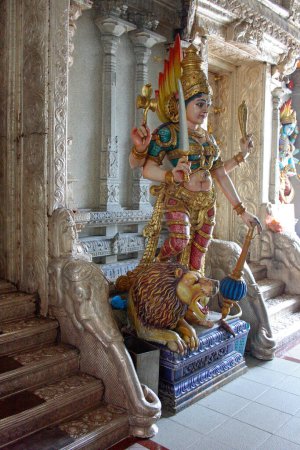 Statue von Kali im Sri Veeramakaliamman Tempel, einem hinduistischen Tempel mitten in Little India.