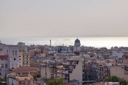 Aerial view of Patras with the Churches of Pantanassa and Saint Andrew.