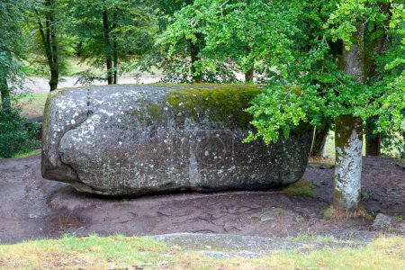 Famous "Roche Tremblante" in the forest of Huelgoat in Brittany. Placed properly, one can move it a bit. 