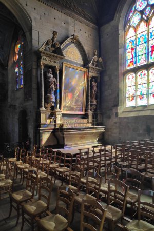 Photo for The Retable of the Descent from the cross, dating from the eighteenth century, is located in the Church of Saint-Herle de Ploare in Douarnenez. - Royalty Free Image