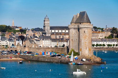 Photo for Saint-Malo, France - June 02 2020: The Solidor Tower was built in the 14th century. This dungeon with 3 towers is known for its striking coastal views. - Royalty Free Image