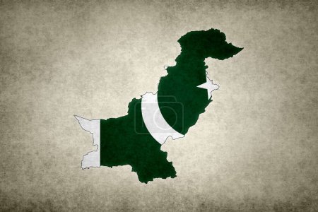 Photo for Grunge map of Pakistan with its flag printed within its border on an old paper. - Royalty Free Image