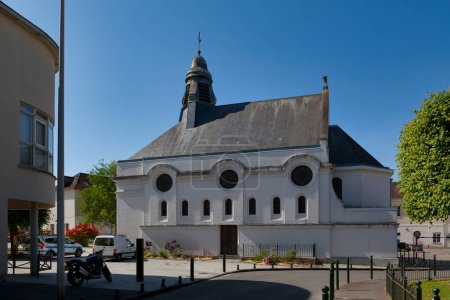 Photo for Compiegne, France - May 27 2020: The Chapel of Saint-Louis is located on the Place de la Croix Blanche opposite the municipal police station. - Royalty Free Image