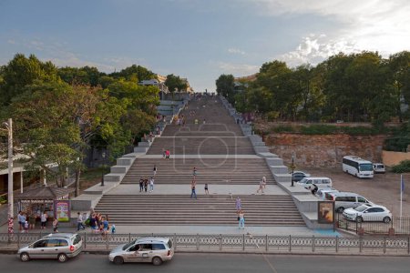 Photo for Odessa, Ukraine - June 28 2018: The Potemkin Stairs, or Potemkin Steps, is a giant stairway in the city center. - Royalty Free Image