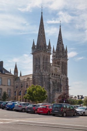 Photo for Saint-Pol-de-Leon, France - July 22 2021: Saint Paul Aurelian Cathedral (Cathedrale Saint-Paul-Aurelien) was a Roman Catholic cathedral, now basilica, in Saint-Pol-de-Leon, in Brittany. - Royalty Free Image