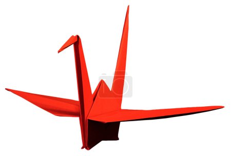 Foto de Captura de estudio de una grúa roja de origami cortada - Imagen libre de derechos