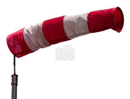 Großaufnahme auf einer ausgeschnittenen rot-weißen Windsocke