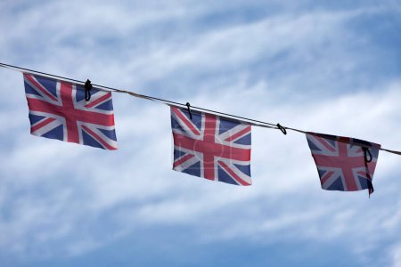 Rot-weiß-blaue britische Flagge zur Feier des VE-Tages.