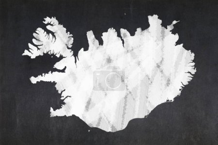 Blackboard with a the map of Iceland drawn in the middle.