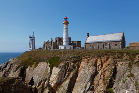 The pointe Saint-Mathieu is a headland located near Le Conquet in the territory of the commune of Plougonvelin in France, flanked by 20m high cliffs.