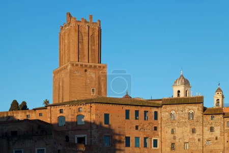 Trajan's Market in the city center of Rome with behind, the Torre delle Milizie and the Church of Santi Domenico e Sisto.