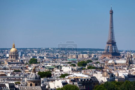 Paris from the Tour Saint-Jacques with the Eiffel Tower, the Invalides, the Basilique Sainte-Clotilde and the Institut de France.