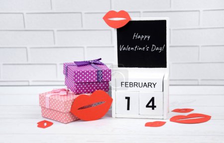 Photo for Calendar with the date February 14, Valentine's Day. Holiday of lovers. - Royalty Free Image