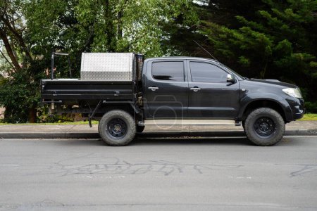tradie truck with tools. tool box on the tray of a ute un australia