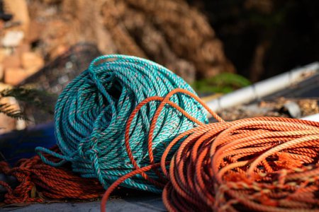 rope on a lobster fishing boat in tasmania 