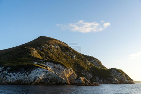 beautiful rock mountain above the ocean in a national park 