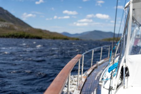 sailing on a yacht in the australian in the remote forest wilderness in spring in australia and new zealand