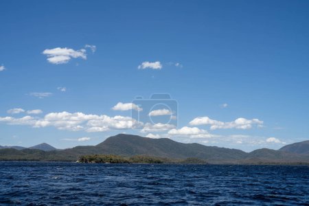 sailing on a yacht in the australian in the remote forest wilderness in spring in australia and new zealand