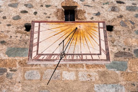 Photo for Medieval sundial on the wall in Mustair - Royalty Free Image