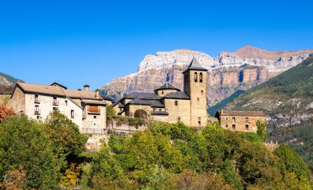 Photo for Monte Perdido mountain and Torla-Ordesa village in the National Park Ordesa in spanish Pyrenees - Royalty Free Image