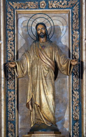 Photo for Barcelona, Spain - October 7, 2023: Statue of the heart of Jesus in the basilica of Santa Maria del Pi in Barcelona - Royalty Free Image