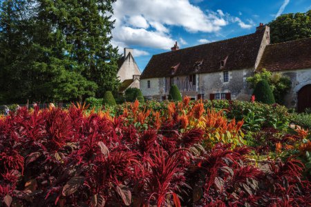 Foto de Chenonceaux, Francia - 12 de agosto de 2023: Colorida vegetación en los jardines del castillo de Chenonceaux - Imagen libre de derechos