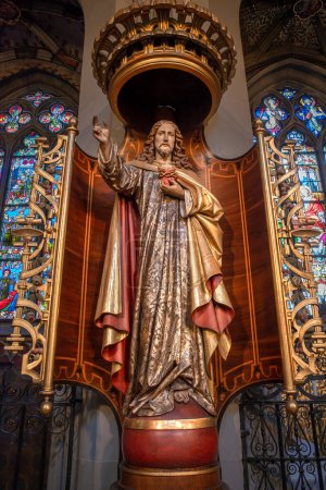 Photo for Constance, Germany - August 29, 2023: Statue of the heart of Jesus in Constance Cathedral, Germany - Royalty Free Image