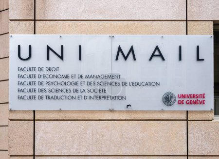 Photo for Geneva, Switzerland - February 3, 2024: Uni Mail is dedicated to social sciences. It hosts Faculties of Law, Economics and Management, Psychology and Education and Translation and Interpreting. - Royalty Free Image