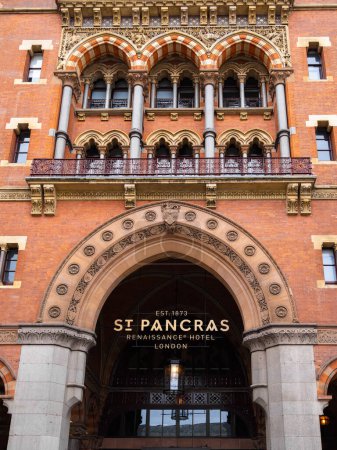 Photo for London, United Kingdom - February 26, 2024: St. Pancras renaissance Hotel, established in 1873. - Royalty Free Image