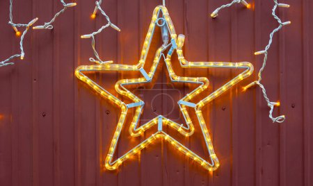 Illuminated Christmas star and decorations in Bremgarten, Switzerland