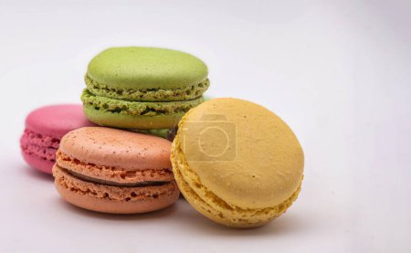 Photo for Macro shot of macarons isolated on a white background - Royalty Free Image