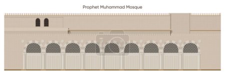Téléchargez les illustrations : Mur de la mosquée du Prophète de l'extérieur pour Mawlid al-Nabi ou al Mawlid al Nabawi - en licence libre de droit